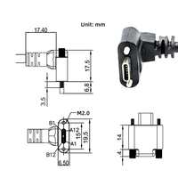 Cable USB 3.0 Tipo C Macho a USB A Macho en Ángulo Recto con Orificios para Montaje en Panel, Cable de Carga Rápida USB C para Dispositivos Industriales