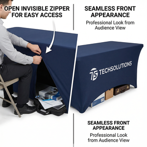 Housse de table ajustée de qualité supérieure avec fermeture éclair au dos, nappe en spandex imprimée avec logo personnalisé pour les roadshows marketing et les expositions en galerie - Product Image 2