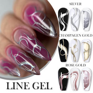 LILYCUTE Super-brillante no tóxico resina Liner Gel polaco OEM logotipo personalizado metálico cromado espejo semipermanente UV Nail Art Vernis - Product Image 5