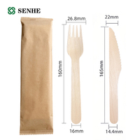 Ensemble de couverts en bois jetables écologiques de 16 cm, luxe, cuillère, fourchette, couteau de 160 mm, vaisselle pour les fêtes, FDA, EC, FSC, BRC, LFGB