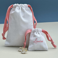 Pochette en coton et jute personnalisée avec cordon de serrage, impression de logo sur mesure, emballages biodégradables et durables, sacs cadeaux pour bijoux