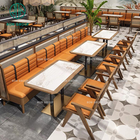 Table carrée en bois et chaise en rotin de style moderne pour café et salon de thé, canapé en cuir, mobilier de restaurant