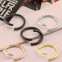 Vente en gros, anneau circulaire en acier inoxydable, piercing oreille lèvre, faux nez plaqué or, piercing septum, bijoux de mode pour le corps