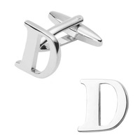 Vente en gros boutons de manchette brillants en acier créatif avec 26 lettres anglaises pour hommes, chemises pour occasions de mariage, pinces à cravate