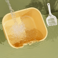 Toilette automatique pour chat extra large XXL, ronde, en plastique semi-fermée, anti-éclaboussures, bac à litière facile à nettoyer, en matériau PP