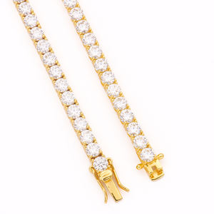 Bracelet Tennis en Moissanite Plaqué Or Jaune de 6 à 9 Pouces, en Argent Sterling 925 de Haute Qualité avec Certificat GRA, Bijoux pour Hommes Style Hip Hop - Product Image 2