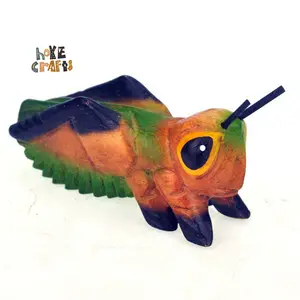 Wooden 3d insect models lifelike grasshopper wooden carving animal