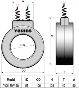YOKINS, Transformador de Corriente 400/5A, CT de 400A para Amperímetro según Modelo IS2705 YOK-RW58, Medición de Corriente Alterna - Product Image 1