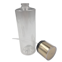 Botol PET Silinder Transparan 250ml 8.4fl oz dengan Tutup Emas, Pompa Semprot, Sablon, Logo Custom untuk Parfum