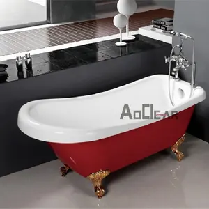 أوقيانيا-قطعة محمولة صغيرة ذات لون أحمر من الخشب, حوض استحمام متنقل 4 أقدام بسعر رخيص يصلح للاستخدام في المنزل المتنقل