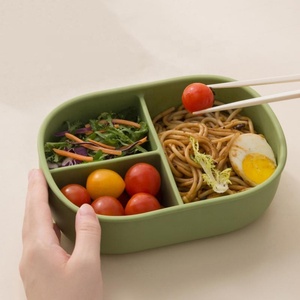 Contenedor de Almacenamiento de Alimentos de Grado Alimenticio para el Hogar, a Prueba de Fugas, con 3 Compartimentos, Lonchera Bento de Silicona con Tapa, Loncheras de Silicona - Product Image 1