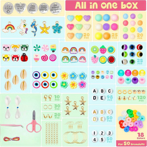 <b>Clay</b> Beads Bracelet Making Kit Art Craft <b>Set</b> For Kids Ages 6+ DIY Jewelry Making Toy With Colorful Beads And Charms - Product Image 2