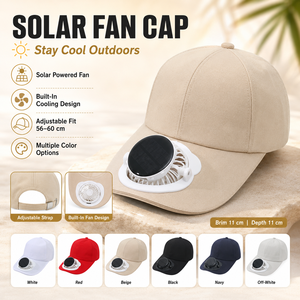 Hot Selling Cooling Solar, <b>Powered</b> Fan Hat Cycling Energy Save No Batteries Required Fishing Summer Sport Outdoor Baseball Cap/ - Product Image 1