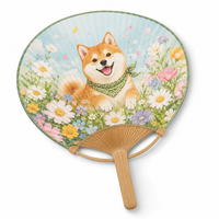 Éventail pliant en bambou de style japonais imprimé sur mesure avec motif de fleurs de prunier et logo OEM ODM Fabricant de cadeaux promotionnels