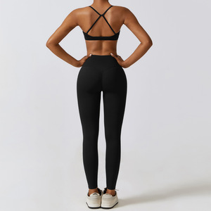 Yoga soutien-gorge nu sport Nylon Spandex Leggings Fitness trois pièces vêtements de sport femmes Sport ensemble - Product Image 3