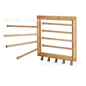ราวแขวนผ้าติดผนังไม้ 4 ชั้นอเนกประสงค์สำหรับใช้ในบ้าน - Product Image 4