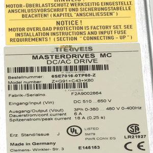 Nuevo Siemens 6SE7016-0TP50-Z F01+G43+G91+K80 SIMOVERT MASTERDRIVES MOTION CONTROL COMPACT PLUS 100% Original - Product Image 5