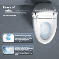 WC intelligent de luxe avec bidet intégré, à fixation au sol, chasse d'eau automatique, siège chauffant, lavage à l'eau chaude, séchage à l'air, désodorisation et télécommande