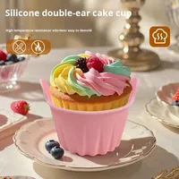 Heißluftfritteuse Backform Silikon Verdickte Backschale Eierbackform Doppelgriff-Muffinförmchen Runde Kuchenform HB-0239