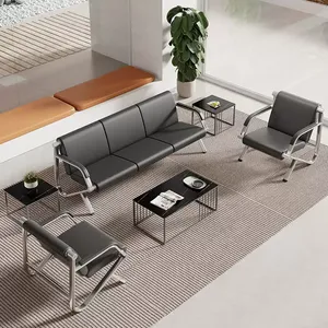 Sofá de Cuero de Diseño Moderno y Elegante para Oficina, Juego de Sofás Usado - Product Image 6
