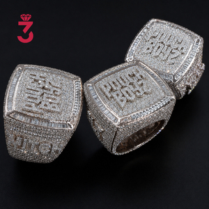 Anillo de Campeonato Personalizado con Letras 3D <span class=keywords><strong>en</strong></span> Plata de Ley S925 Chapada <span class=keywords><strong>en</strong></span> <span class=keywords><strong>Oro</strong></span> Blanco con Moissanita, Estilo Hip Hop - Product Image 4
