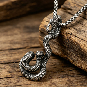 Yunnique-collar con colgante de serpiente de plata tibetana, joyería Punk Hip Hop Unisex, diseño geométrico con forma de Animal, JD215 - Product Image 1