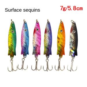 Luya 6g appâts à paillettes incurvées engins de pêche en mer d'eau douce avec <span class=keywords><strong>plaque</strong></span> de fer blanc pour carpe métal Durable faux appâts fournitures de pêche - Product Image 5