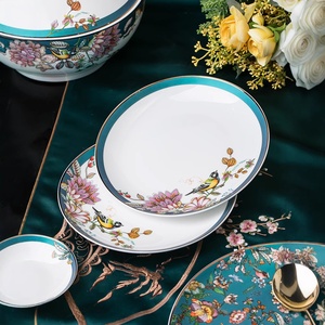 Assiette de table en céramique de l'usine de Jingdezhen, vaisselle de luxe légère en porcelaine fine, ensemble de plats, bol en céramique domestique, bol en porcelaine cadeau - Product Image 3