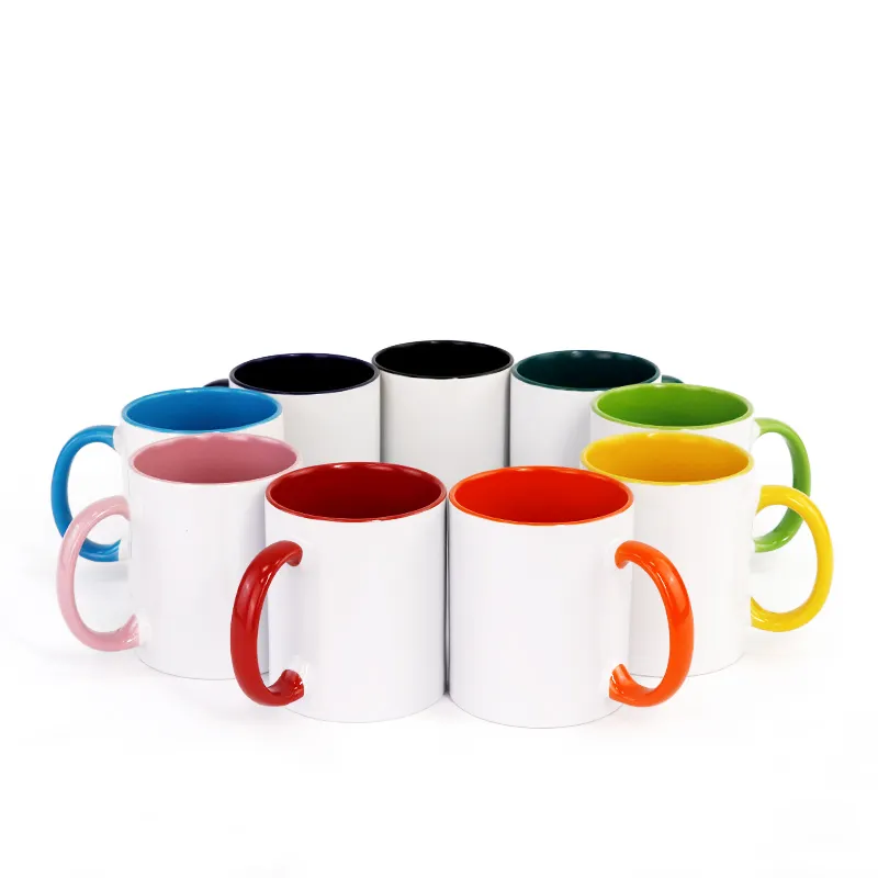 Özelleştirilmiş 11oz yüksek kaliteli iç renk boş süblimasyon içme DIY reklam fincan kahve kupa renk tutucu mevcut hediye için