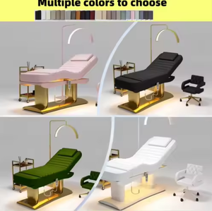 Chaise de soin de beauté électrique de salon de luxe, lit de soin du visage incurvé de luxe, lit d'extension de cils, table de massage de beauté marron - Product Image 5