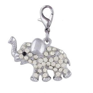 Ciondolo a forma di elefante in argento con strass per la creazione di gioielli - Product Image 1