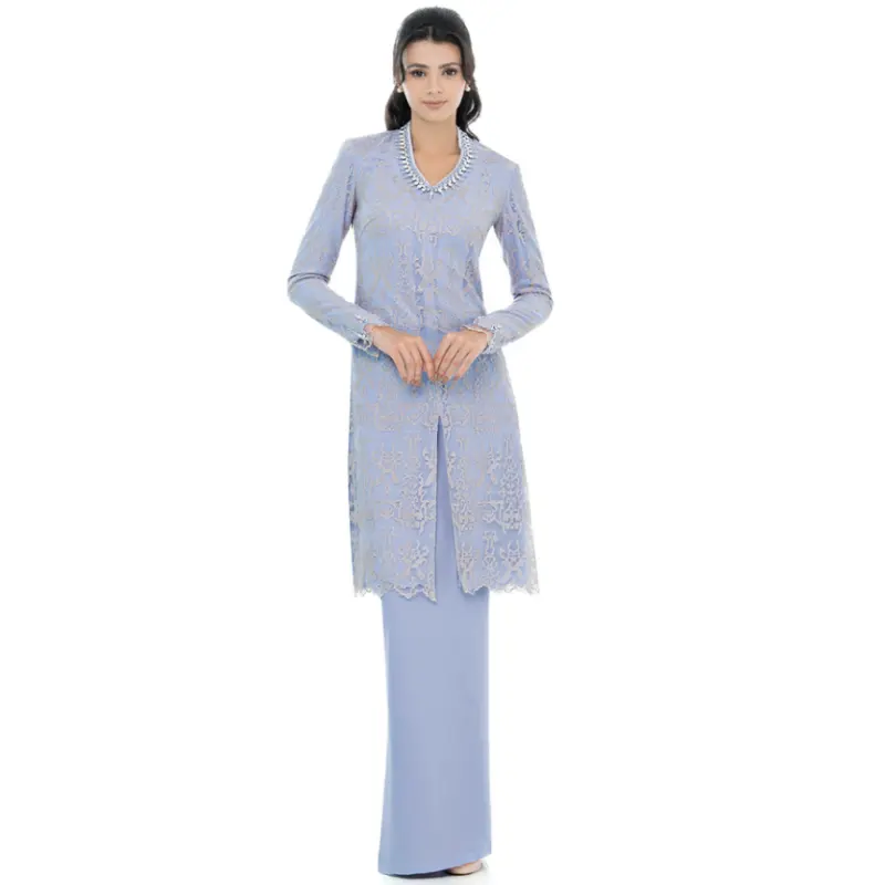 SIPO EID yeni fabrika toptan fiyat güzel tasarım çiçek şifon Polyester kemer gelenek müslüman elbise malezya Baju kuku