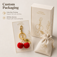 Porte-clés en velours floqué cerise, pendentif mignon en forme de fruit pour sac, breloque pour sac à main femme, ornement suspendu pour voiture, accessoire cadeau