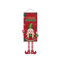 Bannière Joyeux Noël en Tissu Non Tissé, Drapeau Suspendu, Fournitures de Décoration de Fête, Fond Mural Imprimé, 4 Motifs, Vente en Gros