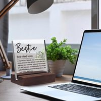 Cadeaux inspirants pour les femmes Plaque en acrylique avec support en bois-Logo personnalisé et couleur Love Flower Design Encouragement Desk Decor