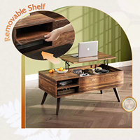 Étagère de rangement réglable, table basse élévatrice pour bureau à domicile avec compartiment caché, meubles de salon en bois