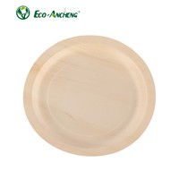 Assiettes rondes en fibres de bois, modernes et à faible teneur en plastique, jetables, écologiques, pour la restauration hôtelière