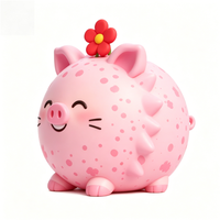 Figurine de cochon rose en plastique écologique promotionnelle avec motif floral, jouet personnalisé, poupée de dessin animé peinte sur mesure, modèle OEM, personnalisable pour bureau