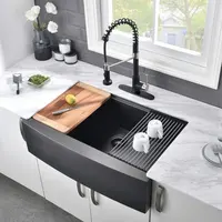 Black Stainless Steel Farmhouse Kitchen Sink, Single Bowl