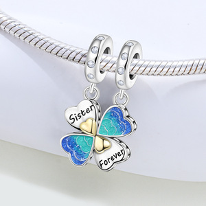 Colgante de corazón de cobre blanco para hermandad eterna, accesorio de joyería DIY para pulsera, para mujer - Product Image 2