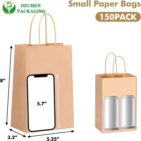 Paper Lunch Bags With Handles Disposable
