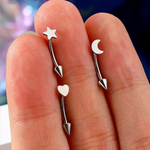 Gaby G23 Barra Curva de Titanio con Flecha para <span class=keywords><strong>Piercing</strong></span> Rook, Joyería de 8mm 16G, Anillo <span class=keywords><strong>Orbital</strong></span> Unisex para Ceja, Pendiente para Concha - Product Image 6