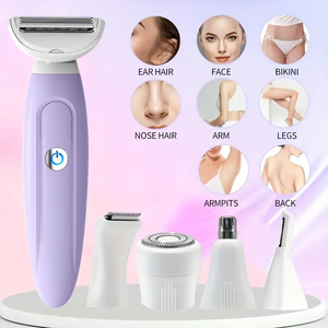 Rasoir électrique pour femmes tondeuse à cheveux pour bikini jambes femmes rasage sourcils lèvres corps bras aisselles épilation faciale 5 en 1 Kit - Product Image 4