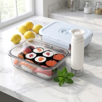 Stockage des aliments conteneurs scellés sous vide pour conserver les aliments plus longtemps empilables hermétiques idéal pour mariner la viande et les aliments avec pompe manuelle