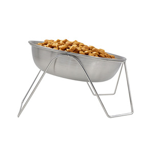 Elevated 304 Stainless Steel Cat Bowl Silver Rounded Food Feeder For Pets - Product Image 5