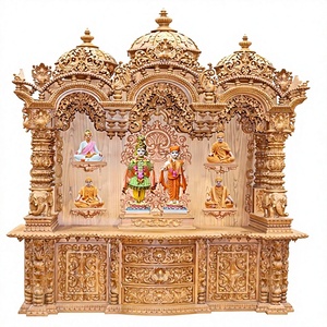 Templo Tradicional de Madera de Teca Tallada, de Primera Calidad, para el Hogar, Gran Templo de Madera del Sur de la India para Sala de Pooja - Product Image 3