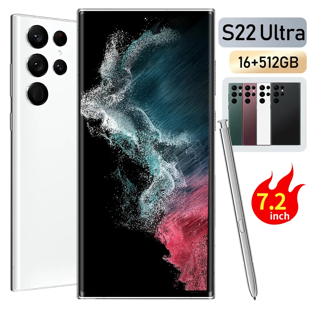 Hot sale s22+ 5G jio phone 3 mobile 1500 4 sim 16gb+512GB mobile phone screen smartphone
