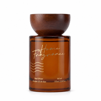 Diffuseur de parfum en verre ambré de luxe avec couvercle en bois, ensemble cadeau diffuseur d'arômes relaxants pour la décoration de la maison, mariage, fête, anniversaire, cadeau de fête