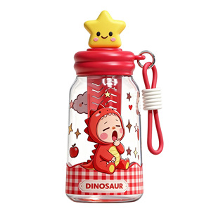 Creative Cartoon Water Bottle Pc Material With Straw And Rope For Students Summer Use - Product Image 5