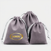 Pochette en velours doux pour bijoux, sac à cordon personnalisé avec logo imprimé, sac d'emballage pour accessoires de mode, sacs cadeaux de mariage en gros